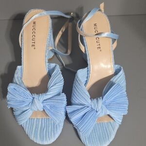 Women's Light Blue Bow Front Sandals